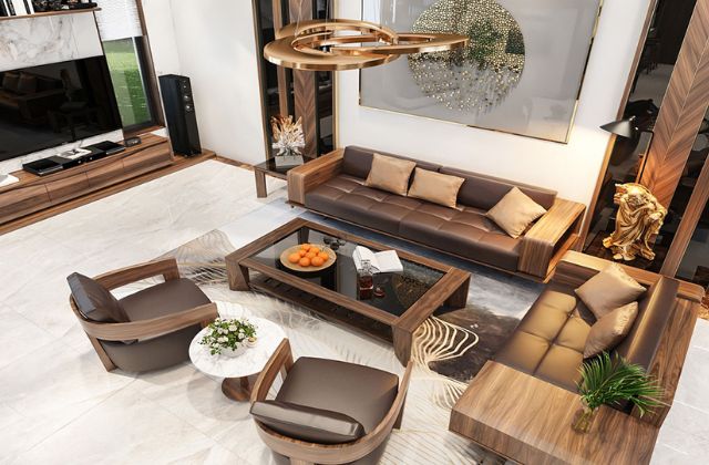Bộ sofa làm bằng gỗ óc chó hiện đại